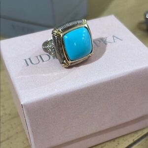 Judith Ripka torquoise, 18k, diamond ring.